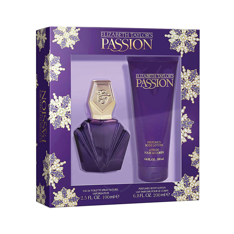 ELIZABETH TAYLOR PASSION 2PC SET 75ML EDT SPRAY & 200ML BODY LOTION