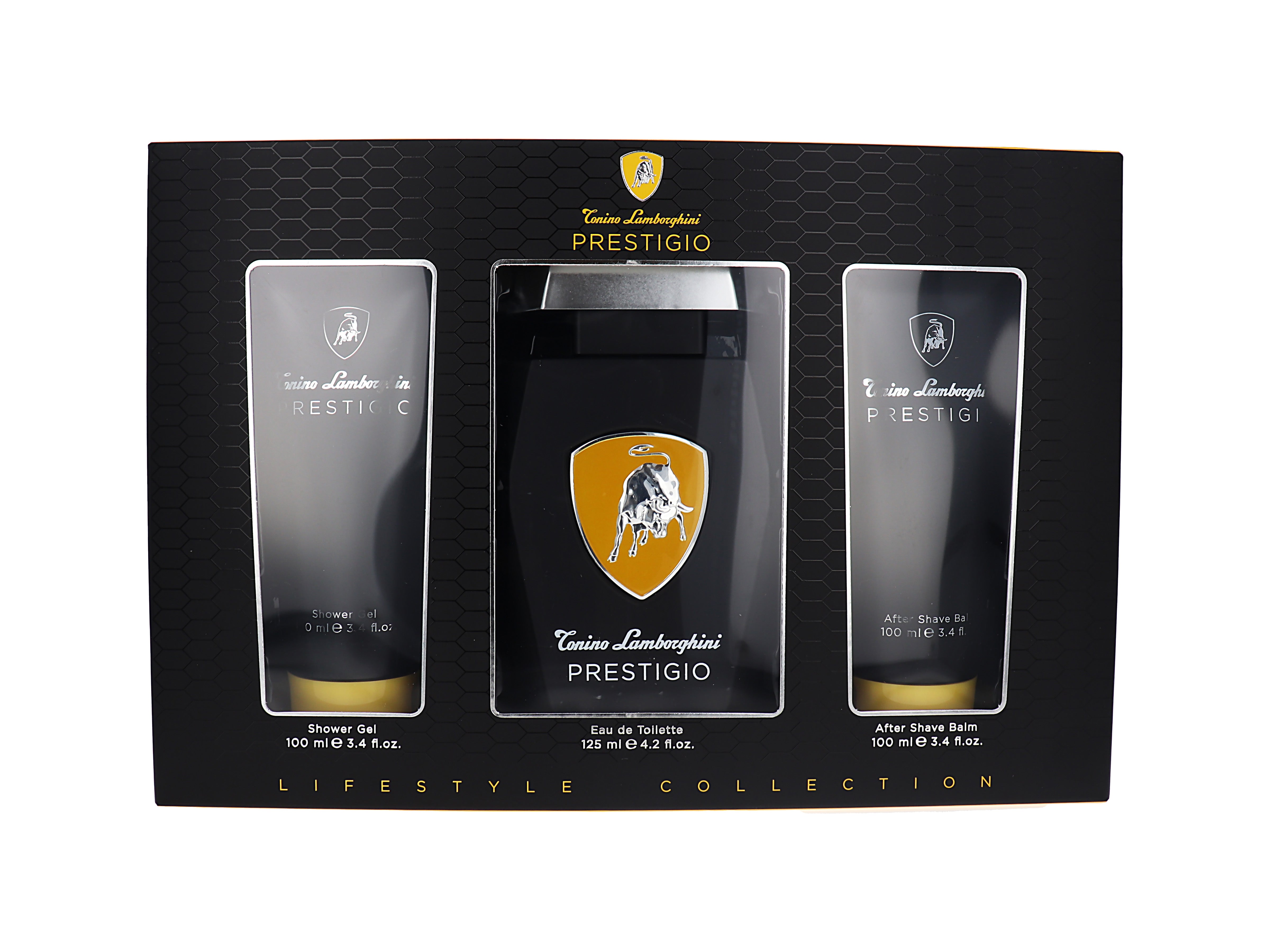 LAMBORGHINI PRESTIGIO 3PC SET - EDT 125ML + AFTERSHAVE BALM 100ML + SHOWER GEL 100ML