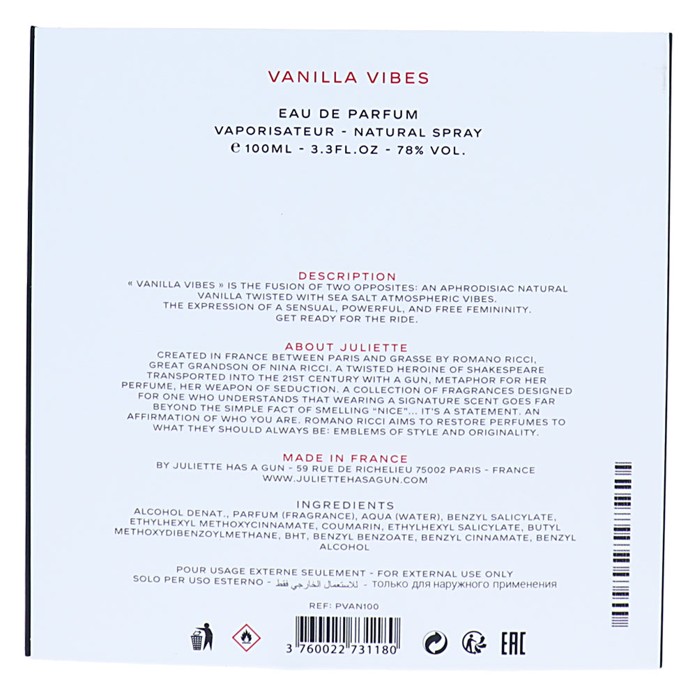 JULIETTE HAS A GUN VANILLA VIBES EDP 100ML SPRAY